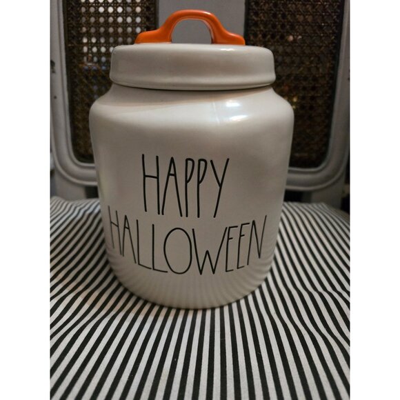 NWT Rae Dunn Happy Halloween Chubby Cannister Orange Handle - Picture 11 of 11